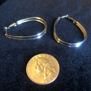 Silver split teardrop hoops